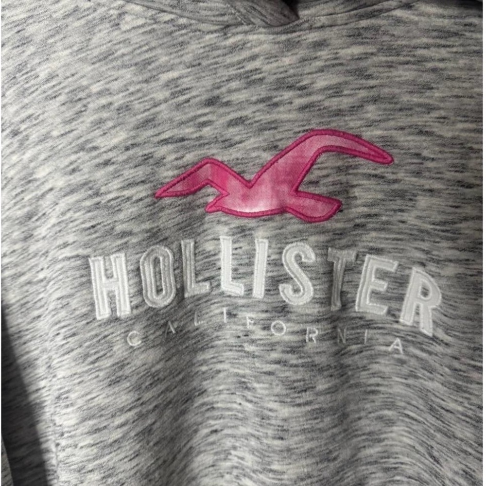 Hollister Heather Gray Hoodie with Pink Logo